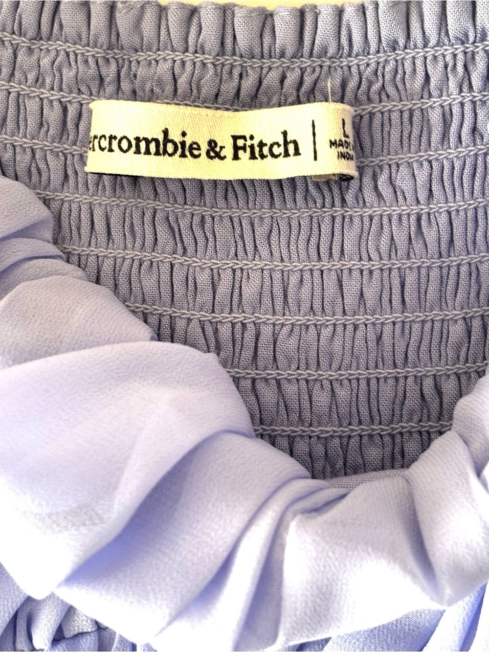 Abercrombie & Fitch Ruched Ruffle Puff Sleeve Chiffon Mini Dress Size Large - Picture 4 of 5